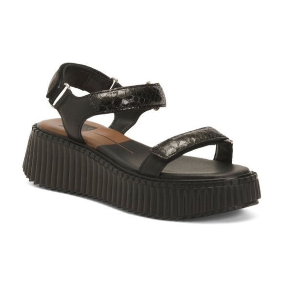 NEW DOLCE VITA Leather Debra Sandals midnight black for women 254 3M2T - Picture 5 of 13